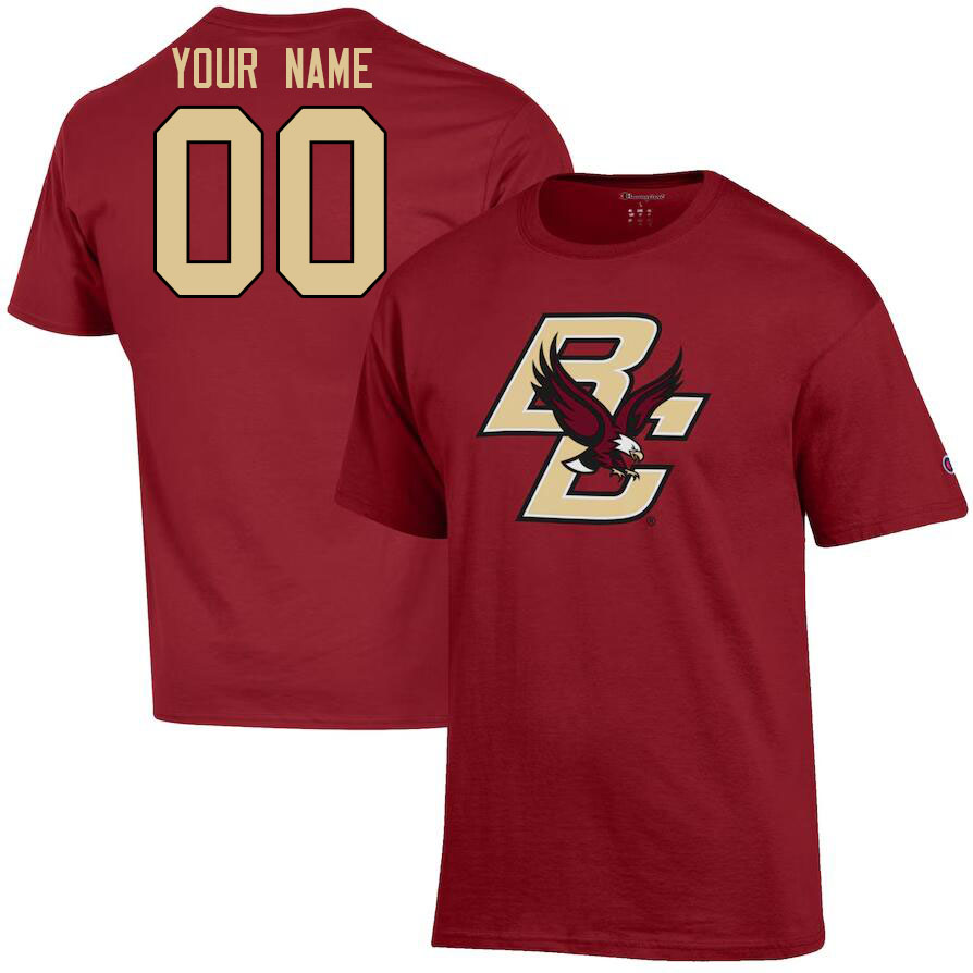 Custom Boston College Eagles Name And Number Tshirts-Maroon